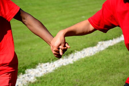 Handshake hands team photo