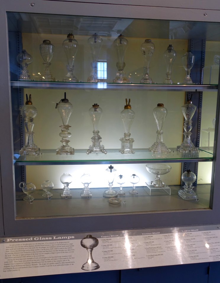 Lamps, New England, mostly 1830-1840, pressed glass - Bennington Museum - Bennington, VT - DSC08906