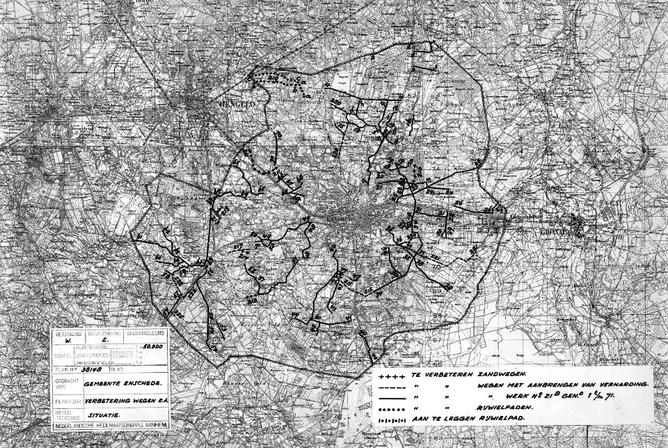 Landkaarten, wegenverbeteringen, zandwegen, Bestanddeelnr 253-6812