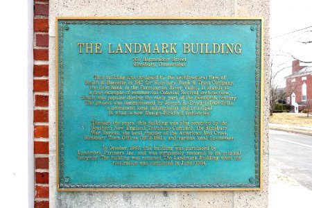 Landmark Building plaque 1 - Simsbury, CT - DSC00577