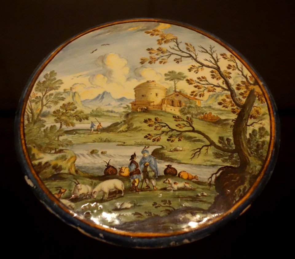 Landscape by Francesco Antonio Saverio Grue, c. 1740, maiolica - Accademia Ligustica di Belle Arti - DSC02177