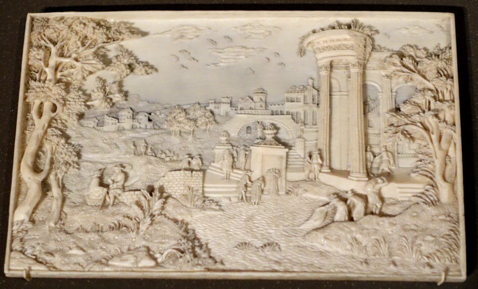 Landscape with an Antique Temple, Northern Germany, early 1700s, ivory - Bode-Museum - DSC03459