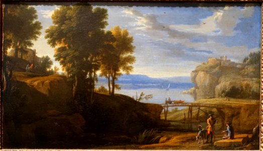 Landscape with a Bridge and Hunters, by Pierre-Antoine Patel, Paris, undated, oil on canvas - Blanton Museum of Art - Austin, Texas - DSC07838