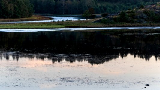 Landscape reflection in Norrkila bay 1