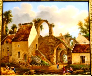 Landscape view near Senlis, Joseph Fischer, 1837, enamel on porcelain - Villa Vauban - Luxembourg City - DSC06512