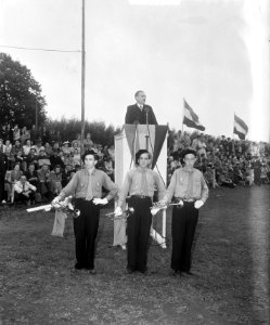 Landdag steun wettig gezag te Dordrecht. Spreker minister-president W. Drees, Bestanddeelnr 904-1629
