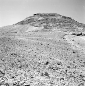 Landschap met berg met daarop de resten van de oude stad Avdat, Bestanddeelnr 255-3306