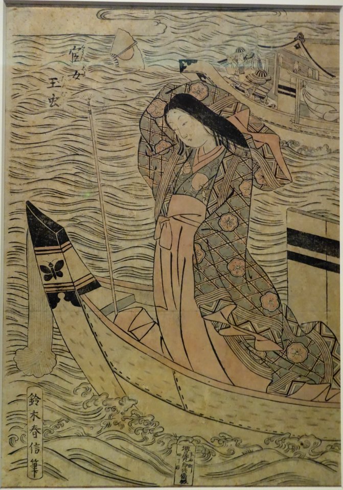Lady Tamamushi of the Heike Clan in the Battle of Yashima, by Suzuki Harunobu, Edo period, 18th century - Tokyo National Museum - DSC06240