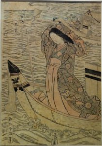 Lady Tamamushi of the Heike Clan in the Battle of Yashima, by Suzuki Harunobu, Edo period, 18th century - Tokyo National Museum - DSC06240