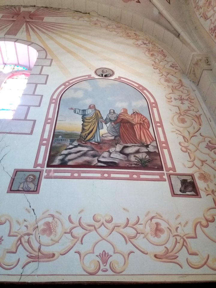 Lagorce - Église - Intérieur - Fresque à droite de l'autel