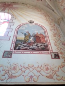 Lagorce - Église - Intérieur - Fresque à droite de l'autel