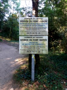 Lagorce - Panneau source du Font Garou