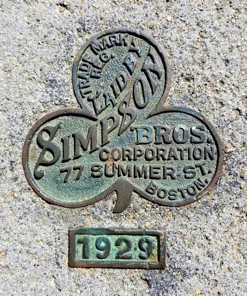 Laid by Simpson Brothers Corporation, 77 Summer St., Boston,1929 - Arlington, MA - 20200604 095238