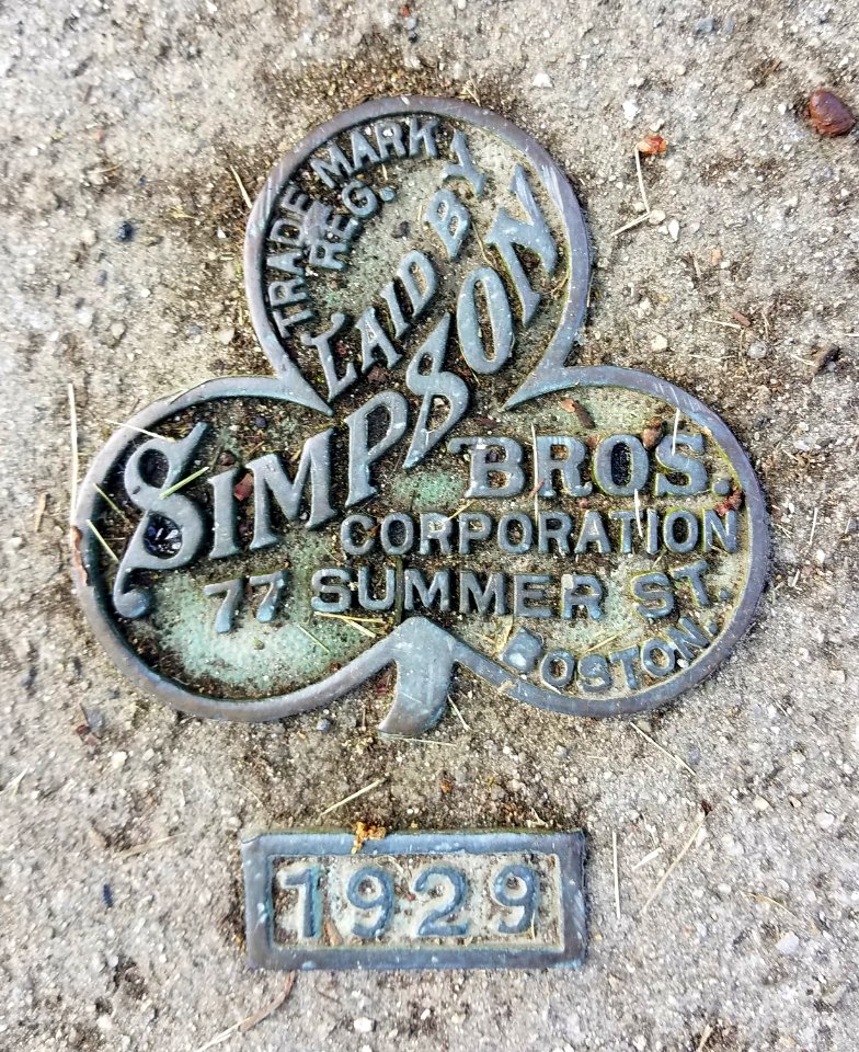 Laid by Simpson Brothers Corporation, 77 Summer St., Boston,1929 - Arlington, MA - 20200729 095006