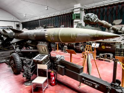 Lance rocket on its trailer, Gunfire museum Brasschaat