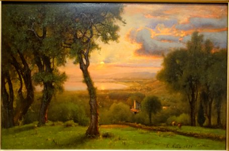 Lake Trasimeno by George Inness, 1876, oil on artist's board - Portland Art Museum - Portland, Oregon - DSC08756