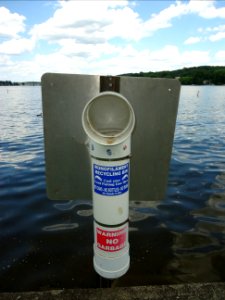 Lake Hopatcong State Park NJ bin for disposing of used fishing line photo