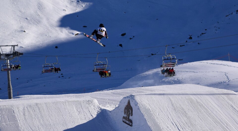 Snowboarding snow park freestyle photo