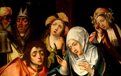 Lamentation, by the workshop of Cornelis Engebrechtsz, Netherlandish, detail, c. 1520, oil on wood panel - Princeton University Art Museum - DSC06599