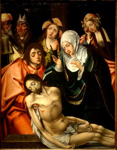 Lamentation, by the workshop of Cornelis Engebrechtsz, Netherlandish, c. 1520, oil on wood panel - Princeton University Art Museum - DSC06598