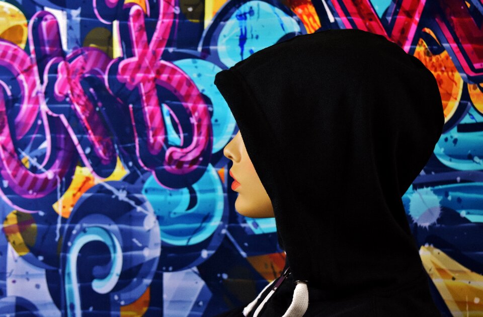 Mysterious graffiti street art
