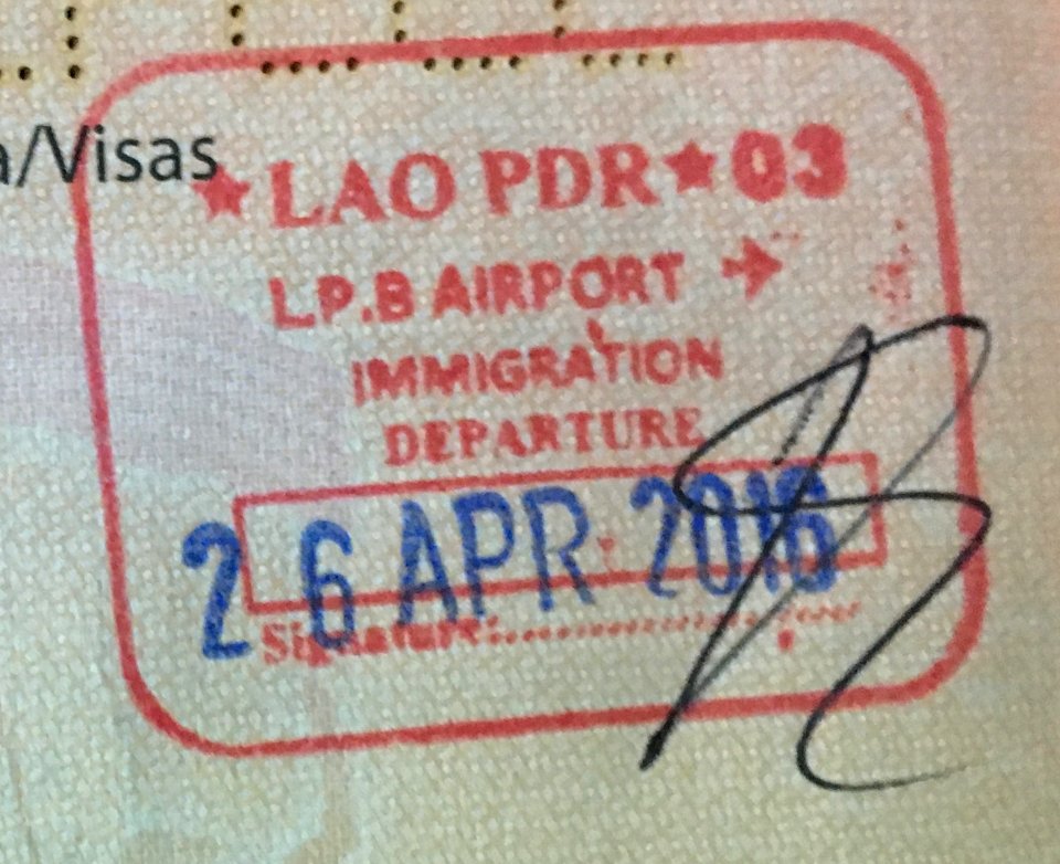 Luang Prabang Airport passport stamp departure 1