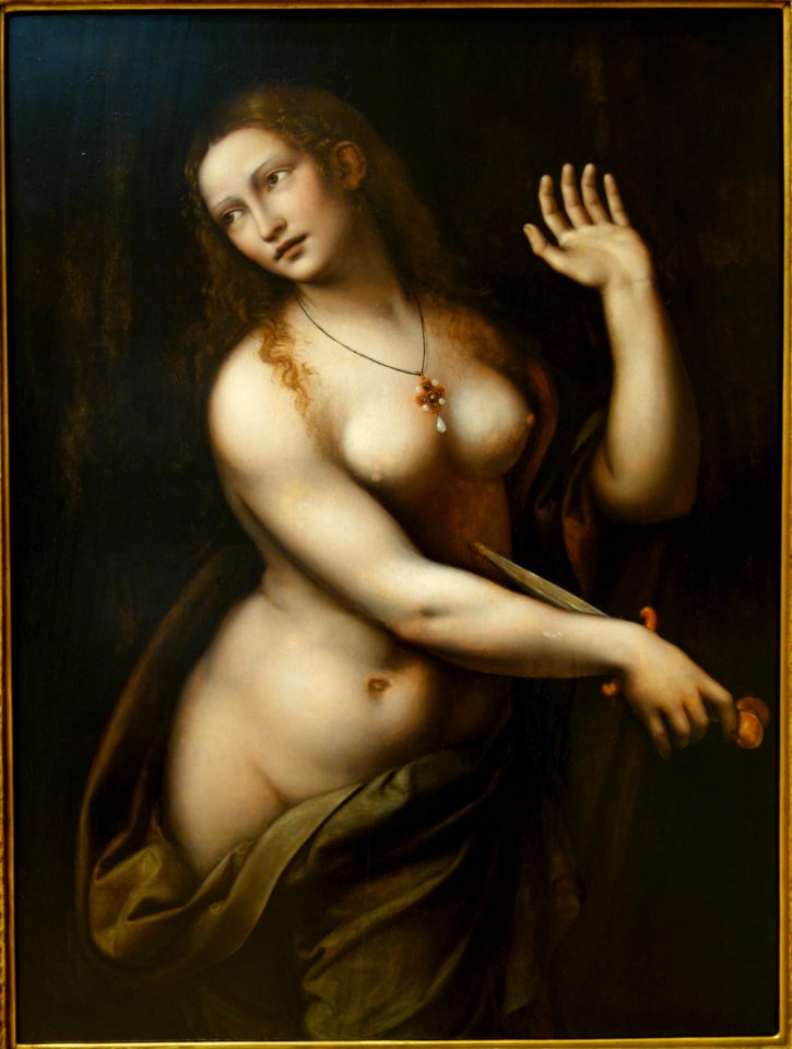 Lucrezia Romana by Giampietrino (Giovanni Pietro Rizzoli), Italy (Milan), c. 1500-1540, oil on wood panel - Chazen Museum of Art - DSC02074