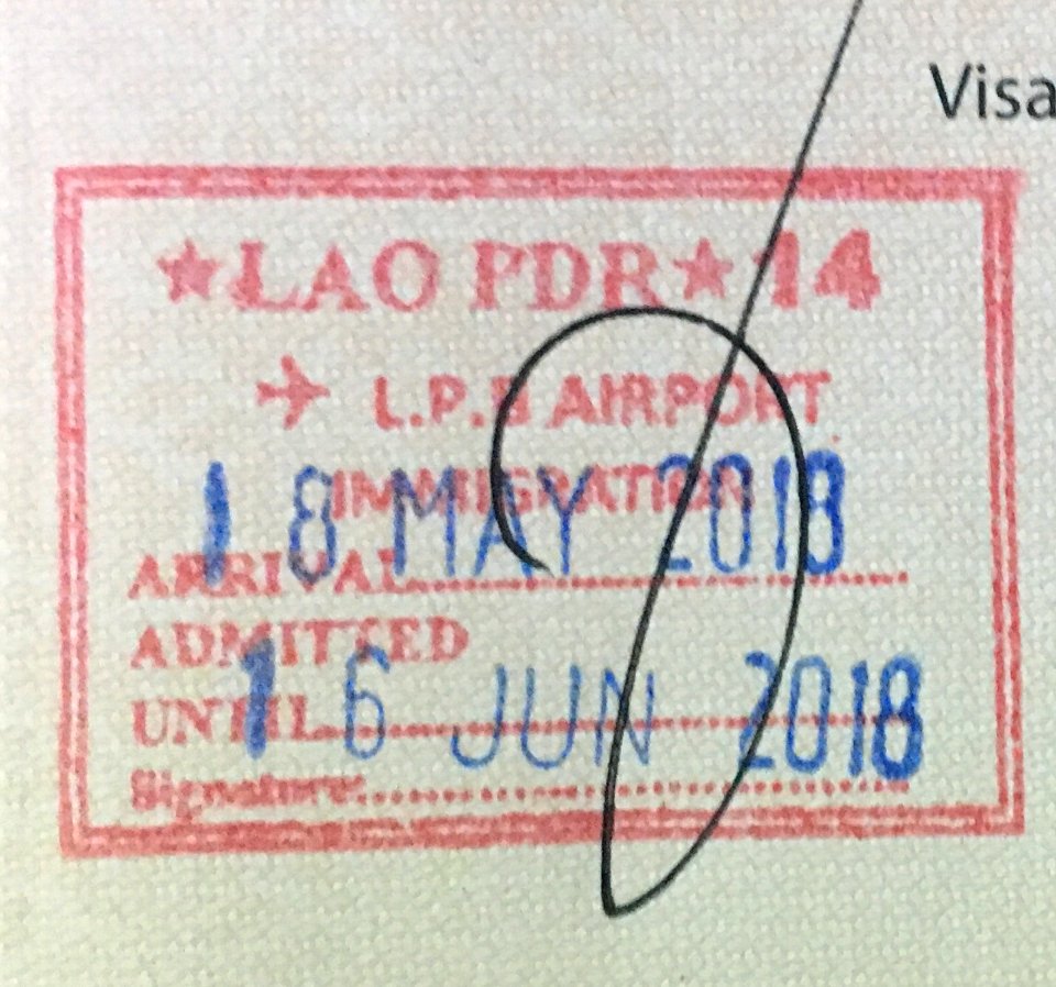 Luang Prabang Airport passport stamp arrival 1