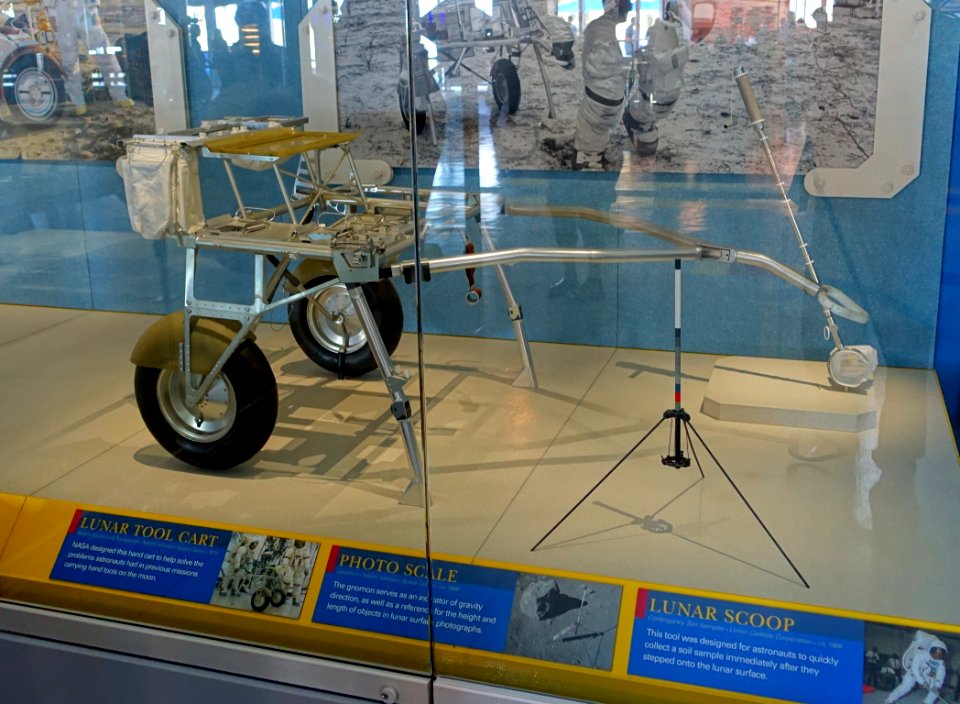 Lunar Tool Cart, 1970, and Contingency Soil Sampler, Union Carbide Corp., c. 1968 - Kennedy Space Center - Cape Canaveral, Florida - DSC02861
