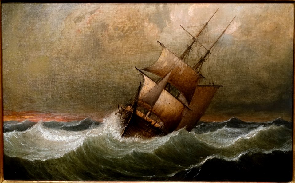 Lumber Brig in High Seas, by Fitz Henry Lane, c. 1850s, oil on canvas - Cape Ann Museum - Gloucester, MA - DSC01190