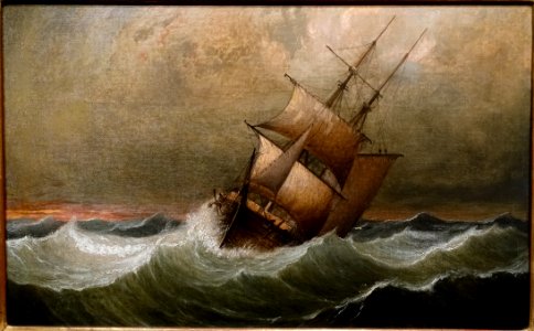 Lumber Brig in High Seas, by Fitz Henry Lane, c. 1850s, oil on canvas - Cape Ann Museum - Gloucester, MA - DSC01190