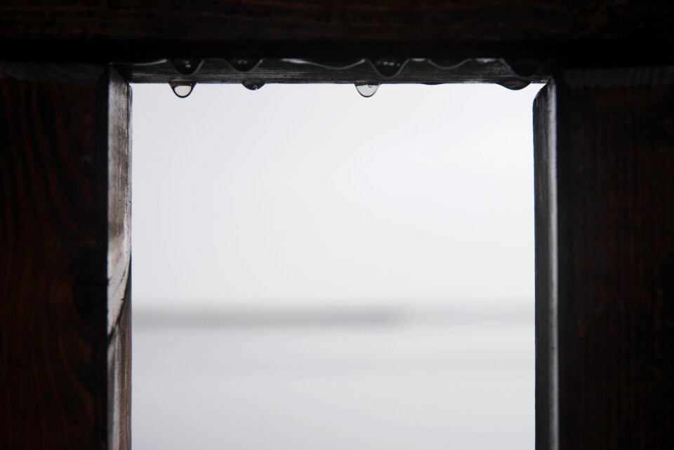 Water drops window wood