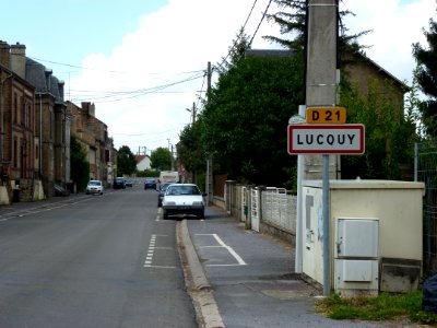 Lucquy (Ardennes) city limit sign
