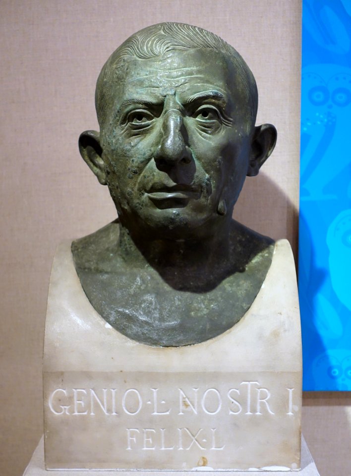 Lucius Caecilius Iucundus, plaster cast of Roman bronze and marble original, House of Caecilius Iucundus (V-i-26), Pompeii, c. 79 AD, National Archaeological Museum, Naples - Spurlock Museum, UIUC - DSC05672