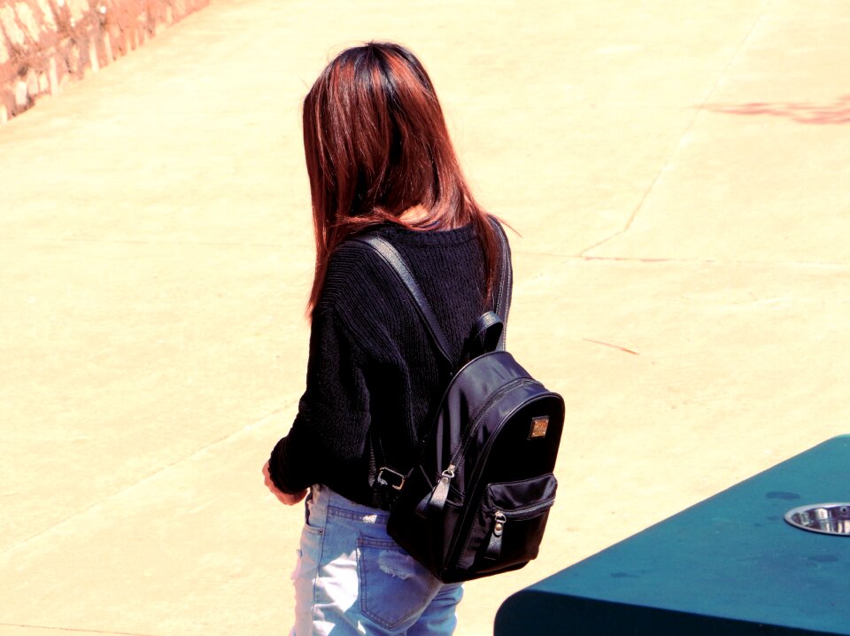 Turned rear view backpack