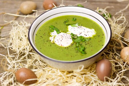 Herbs bear's garlic egg