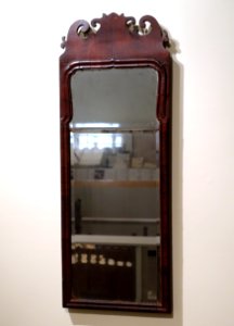 Looking glass, England, 1735-1770, walnut veneer, spruce, pine, glass - Concord Museum - Concord, MA - DSC05858