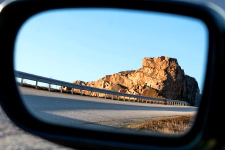Looking back at road through cliffs in Ramsvik