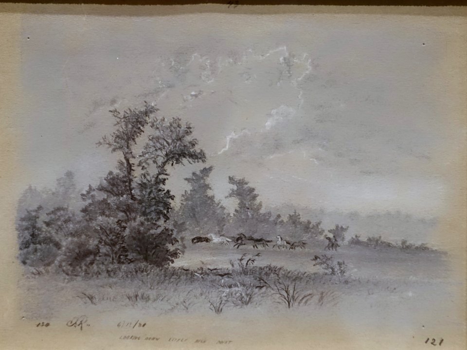 Looking Down High Point, by Frank Reaugh, June 12, 1880, pastel and graphite on paper - Harry Ransom Center - University of Texas at Austin - DSC08458