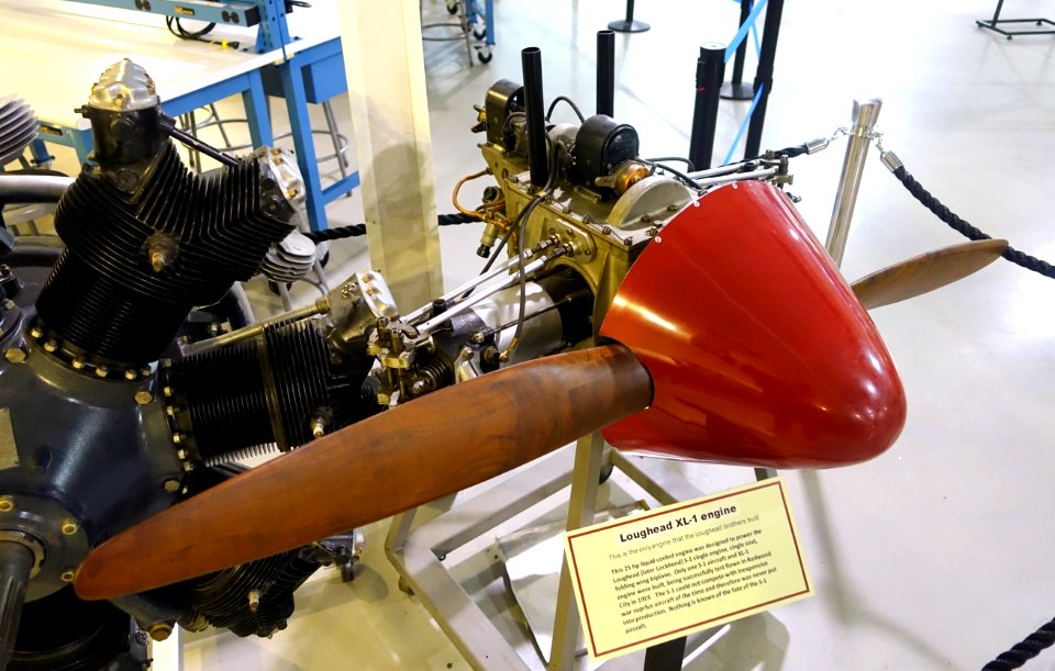 Loughead XL-1 aircraft engine - Hiller Aviation Museum - San Carlos, California - DSC03081