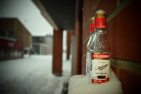 A bottle of vodka winter photo