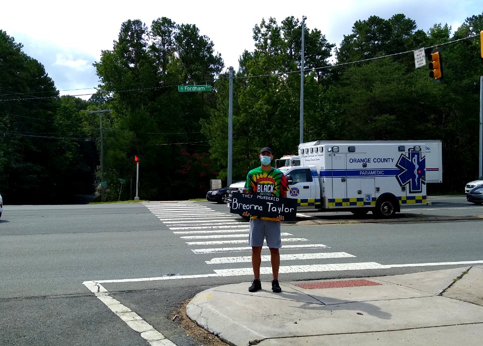 Lone protestor in August 2020