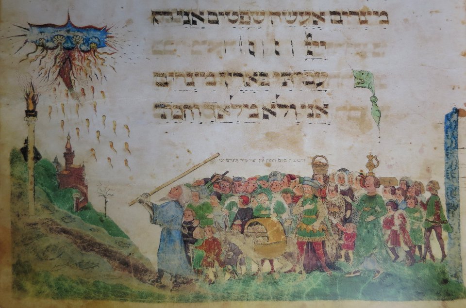 Londoner Haggada 15r Auszug aus Ägypten