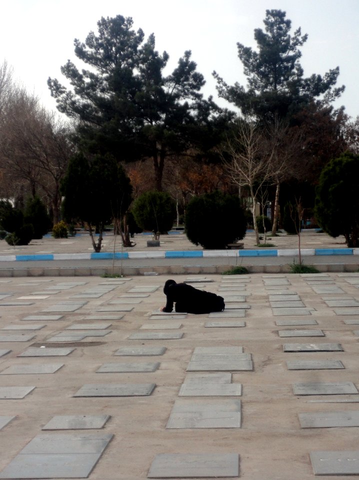 Lonely & Prostrate-Father Orphan- Daughter Deeply Mourning for her died Father- Fazl Cemetery-Nishapur,Iran,March 2016 2