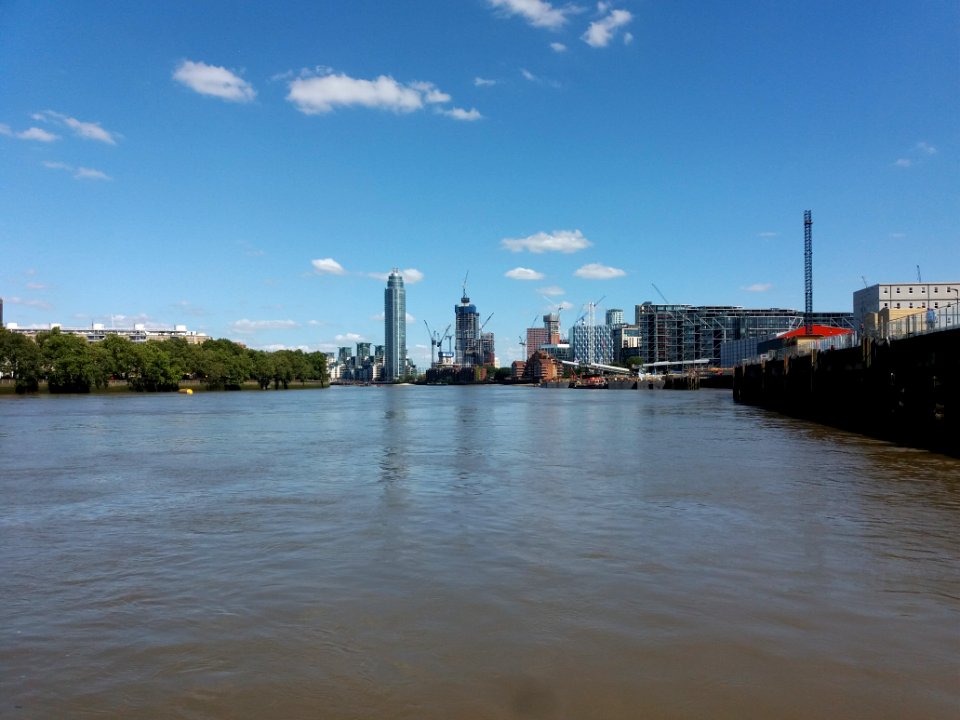London - Battersea Power Station Pier, view of St George Wharf