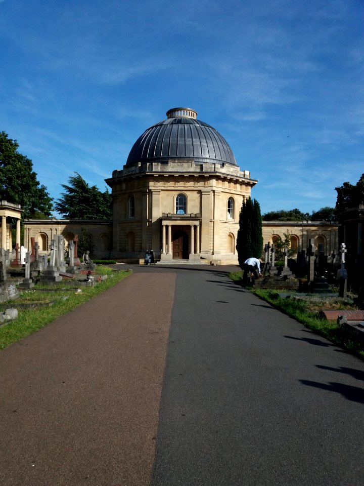 London - Brompton Cemetery, chapel from the main alley