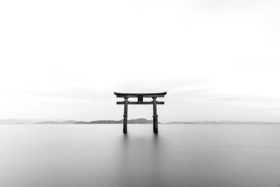 Torii black and white landmark