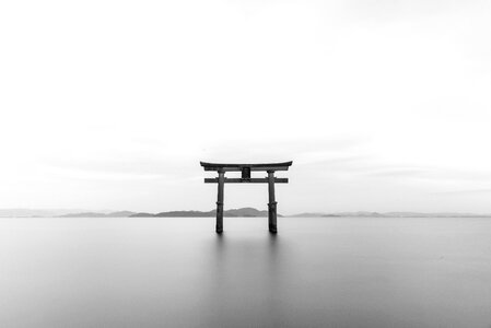 Torii black and white landmark photo