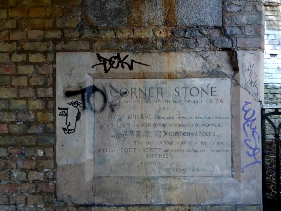 London - Camden, Corner stone plaque under Regent's canal bridge