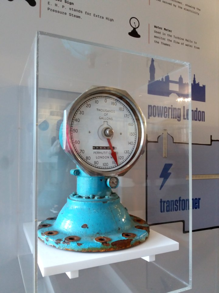 London - Battersea - Circus West Exhibition, gallon meter